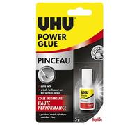 UHU Power glue liquide pinceau - colle extra forte, instantanée, sans solvants, transparente, pinceau applicateur intégré, tubes 5g