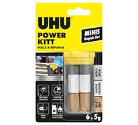 UHU Colle à réparer Powerkitt mini - Pâte époxy pétrissable 2 composants ultra rapide et solide pour coller, combler, étanchéifier, réparer, intérieur et extérieur, Gris, 6 x 5g