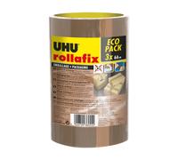 UHU Ruban adhésif Rollafix marron – forte adhérence, sans solvants – Lot 3x66m x50mm