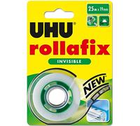 UHU Rollafix invisible - Ruban adhésif, invisible, Transparent, sans solvants, dévidoir avec recharge 25 m x 19 mm