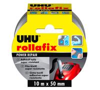 UHU Rollafix power repair - Ruban adhésif toilé waterproof pour réparer, consolider, colmater, connecter, gris, 10mx 50mm