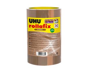 UHU Rollafix Ruban adhésif d'emballage en polypropylène silencieux 46 microns 50 mm x 50 m - Havane - Lot de 3