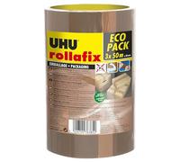UHU Ruban adhésif Rollafix Marron, adhérence élevée, sans solvants — Lot de 3 (50 m x 50 mm)