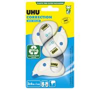 UHU Rollers Correcteur Minis- Ruban Correcteur Blanc Ultra Résistant | Rapide, Fluide, Propre Et Précis - Avec Capuchon Protecteur - Fournitures École Et Bureau - Blanc - 3 Rollers 6 m X 5 mm