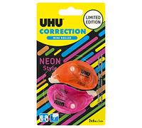 UHU Rollers correcteur néon mini - Ruban correcteur rapide, propre et précis, blanc, lot 2 de 6m x 5mm