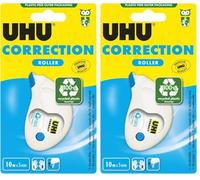 UHU Rollers Correcteur - Ruban Correcteur Compact - Rapide Propre Et Précise - Avec Capuchon Protecteur Et Vis D'Ajustement De La Bande - Fournitures Scolaire Et Bureau - Blanc - 10m X 5 mm