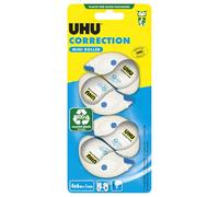 UHU Rollers Correcteur - Ruban Correcteur Mini - Application Rapide Propre Et Précise - Avec Capuchon Protecteur - Fournitures Scolaire Et Bureau - Blanc - Lot De 4 Rollers 6 m X 5 mm