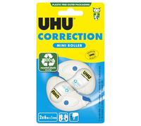 UHU Rollers Correcteur - Ruban Correcteur Mini - Rapide Propre Et Précis - Avec Capuchon Protecteur - Fournitures Scolaire Et Bureau - Blanc - Lot De 2 Rollers De 6 m X 5 mm