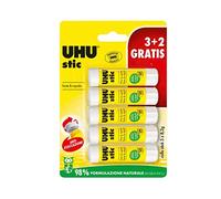 UHU Stic 5 x 8,2 g colle pour enfants, sûre à utiliser pour les travaux manuels, convient pour l'école, le bureau, l'université
