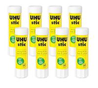 UHU Bâton de colle STIC – Sans solvant, application transparente – 8 g, lot de 8