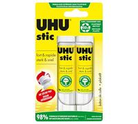 UHU Stic - Bâton de Colle Sans Solvants - Colle Enfant, Loisirs Créatifs, Bureau, Maison, École - Blanche - Fournitures de Bureau - Lot de 2 Stics de 21 g
