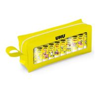 UHU Stic - Bâton de Colle Sans Solvants - Edition Bob L'Éponge - Colle Enfant, Loisirs Créatifs, Bureau, Maison, École - Blanche - Fournitures de Bureau - Lot de 10 Stics de 8,2 g + 1 Trousse