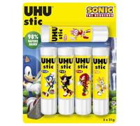 UHU Stic - Bâton de Colle Sans Solvants - Edition Sonic - Colle Enfant, Loisirs Créatifs, Ecole, Maison - Blanche - Fournitures de Bureau - Lot de 5 Stics de 21 g