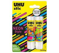 UHU Stic – Bâtons de colle sans solvants, Édition Limitée Néon, blanc, 2 x 21 g