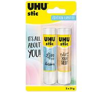 UHU Bâtons de colle Stic, sans solvants, édition limitée pastel blanche, lot 2 x 21 g