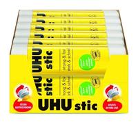 UHU Stic Lot de 24 bâtons de colle sans solvant Blanc sec Transparent Tubes de 40 g