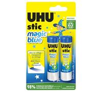 UHU Bâton de colle Stic Magic Blue – Sans solvants, bleu au collage, 2 x 8,2 g