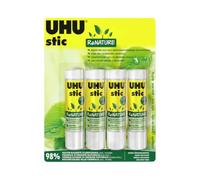 UHU Stic - ReNature - Bâton de Colle Sans Solvants | Tube De Colle Blanc, Enfant, Loisirs Créatifs, Maison, Fourniture De Bureau, École - Lot de 4 Stics de 21 g