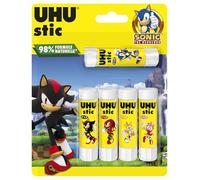 UHU Stic Sonic- Bâtons de colle sans solvants, blanche, édition Sonic, lot de 5 stics de 21 g