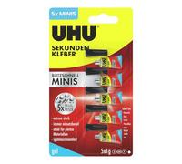 UHU Super Glue - Glue Extra-Forte en Gel - Multi-Supports : Plastique, Métal, Bois, Matériaux Non Poreux - Ne Coule Pas - Résistante à L'eau - Transparente - 5 tubes de 1 g