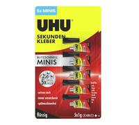 UHU super glue minis gel - colle instantanée, ultra rapide, forte, réparation précise, ne coule pas, transparente, tubes 5x1g