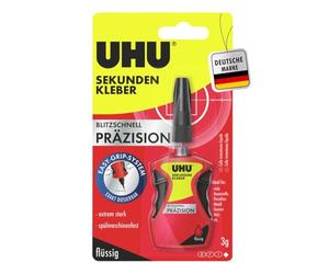 UHU Superglue de précision ultra rapide dans un distributeur de dosage avec système Easy Grip pour des applications particulièrement précises