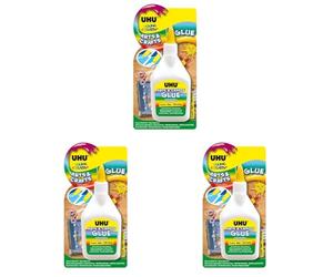 UHU Young Creativ, idéale travaux manuels, Arts & Crafts, sans solvants, avec spatule intégrée, transparente, flacon 100g (Lot de 3)