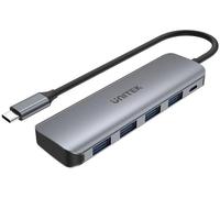 Uhub P5+ Hub Usb 4 Ports Powered Usb-C H1107A / Usb3.1 Gen1 5 Gbps Superspeed/Micro Usb 12 W/Boîtier Ultra Plat En Aluminium/Couleur : Gris Sidéral[Z1804]