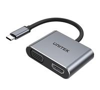 uHUB Q4 Lite Hub USB-C 4 en 1 avec Double écran MST et PD 100 W D1049A / 4K @ 60 Hz UHD HDMI et Full HD VGA/USB-C PD 100 W Charge et synchronisation des données USB-A