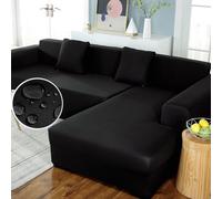 UHVUJDUI Housse De Canapé d'angle Imperméable 3 2 4 Place,Couverture Canapé Extensible avec Accoudoirs,Couvre Canape Universelle,Protege Canape Antidérapante pour Chiens Et Chats(Black,90cm-140cm)