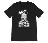 UHYft66AWZ Art Never Goes Out of Style Art Terrifier Horror Movie Art The Clown Tara Dawn Unisex Tshirt Black L