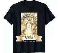 UHYft66AWZ Our Lady of Fatima Blessed Mother Mary Catholic Marian T-Shirt Black XL