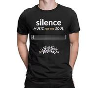 UHYft66AWZ Silence Music for The Soul Sound of Silence Men's T Shirts Black M