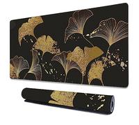 Uiaoiais Grand tapis de souris de jeu étendu, Art Golden Ginkgo Gaming Office Home Tapis de souris avec base en caoutchouc antidérapant, 90 x 40 cm