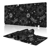 Uiaoiais Grand tapis de souris de jeu, motif lune, soleil, étoile, univers magique, 80 x 40 cm avec bords cousus et base antidérapante pour bureau, maison, travail