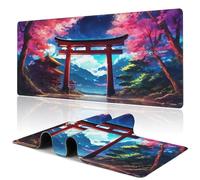 Uiaoiais Tapis de bureau Sakura japonais, grand tapis de souris de jeu avec bords cousus et base antidérapante pour bureau, maison, travail, jeux vidéo (80 x 40 cm)