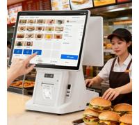 UIBAO Caisse enregistreuse POS Intelligente,Double écran Tactile 15,6 Pouces + écran Client,8 Go RAM,128 Go SSD,imprimante 58mm intégrée,multilingue,pour café,Boutique et hôtellerie Dualscreen