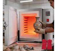 UIBAO Four à Moufle Haute Température 1500w, 800°c, Double Commande, pour Fusion De Bijoux, Glaçage, Déparaffinage Et Fusion du Verre, Compact Et Pratique