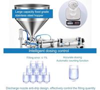 UIBAO Machine de Remplissage Pâte Liquide Pneumatique Acier Inoxydable 300W Réglable 5-1500ml,Buse Anti-Goutte Pédale Trémie 0,4-0,9MP,25 Bouteilles/Min,pour Eau Jus Huiles Essentielles 50to500ML