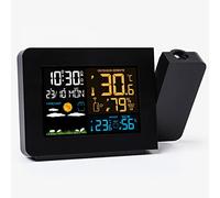 UIBAO sans Fil Horloge de météo LED Écran Numérique Projecteur de Plafond Station météo Réveil Radio Réveil Numérique Luminosité Réglable pour la Rétroéclairage avec Capteur Extérieur