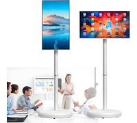 UIBAO TéLéViseur Intelligent Portable 24,27 Et 32 Pouces,Support TV Mobile,Moniteur Tactile sur Pied,Moniteur Tactile 1080p sur roulettes Batterie intégrée,Rotation complète à 360 degrés 27in