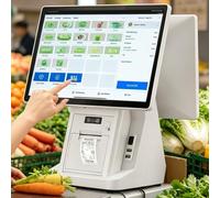 UIBAO Terminal de Point de Vente Tout-en-Un Double écran Tactile,15,6 Pouces capacitif, 8 Go RAM / 128 Go SSD, imprimante 58mm, 6 Ports USB, pour Restaurant et Commerce de détail Dualscreen