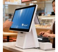 UIBAO Terminal de Point de Vente Tout-en-Un Double écran Tactile,15,6 Pouces capacitif, 8 Go RAM / 128 Go SSD, imprimante 58mm, 6 Ports USB, pour Restaurant et Commerce de détail Singlescreen