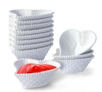 UIBFCWN 12 Pièces Bols à Sauce en Céramique, 50ML Bols à Tapas Et Sauces, Coupelles à Trempette Sauce De Soja, Petits Bols de Service pour Apéritif, Ketchup, Épices - Cœur