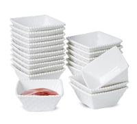 UIBFCWN 20 Pièces Bols à Sauce Carrés en Céramique, 60ML, Bols à Tapas Et Sauces, Coupelles à Trempette Sauce De Soja, mini Bols de Service pour La Préparation de La Cuisine - 7 x 2,8 cm