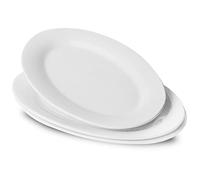 UIBFCWN 3 x Ovale Assiettes Plates, Plateaux de Service en Céramique Blancs, Assiettes Service de Table, pour Viande, Apéritif, Collation, Dessert, Sushi, Salade, Pâtes, 30 x 20 cm