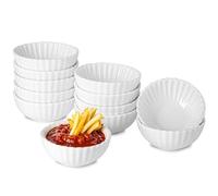 UIBFCWN Lot de 12 Coupelles à Sauce, Porcelaine, 7 x 7 x 3cm, 40ml Bols à Tapas et Sauces, Plats de Service de Snack, Coupelle à Trempette Sauce Pour Tapas, Sushi, Confiture, Va au Four à Micro-Ondes