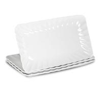 UIBFCWN Lot de 3 Assiettes Rectangulaires en Porcelaine, 30 x 17,4 cm Grandes Assiettes Plates Blanches, Assiettes à Dîner en Porcelaine, Plateaux de Service pour Dessert Sushis Buffet