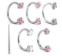 UICCVOKK Anneau de nez en forme de fer à cheval pour homme et femme - Anneau de septum hypoallergénique en acier inoxydable - Bijoux de piercing de nez double pour zircon