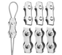 UICCVOKK Lot de 6 colliers de serrage duplex M6 en acier inoxydable 304 pour câble métallique duplex, connecteur de corde, clips de câble 6 mm, tendeur de corde à linge fixe